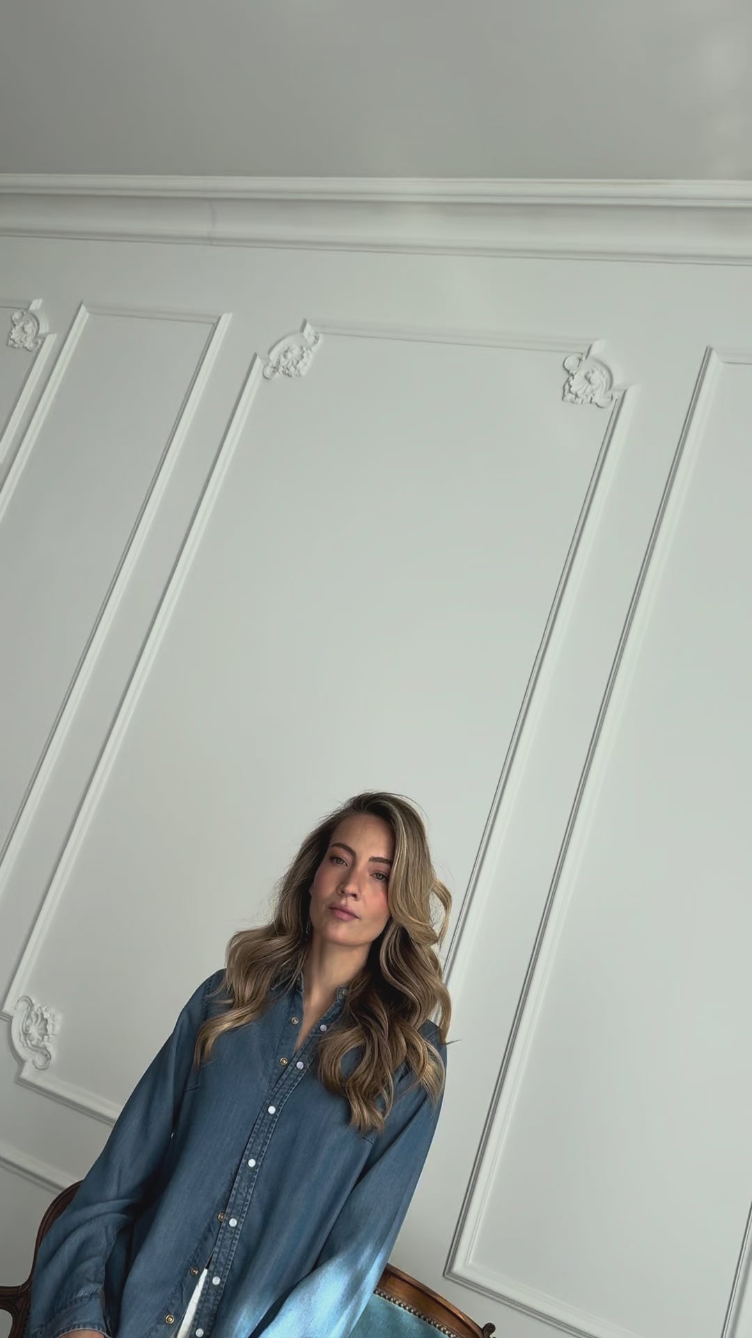 Tencel denim blouse LA DEZANNE Stonewash