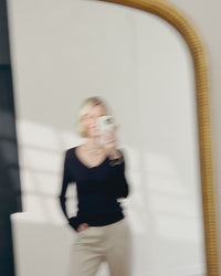 V-neck cable knit sweater LA JULYA Dark blue