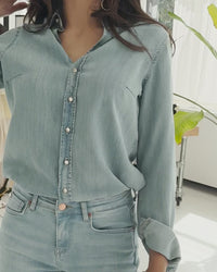 Tencel jeans blouse LA DEZANNE Bleached