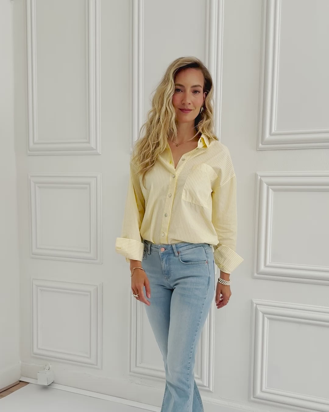 Blouse LA PASCALLE Geel gestreept