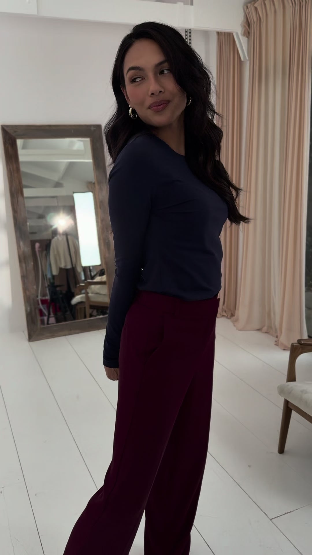 Geschmeidige Hose LA JOELLE Weinrot