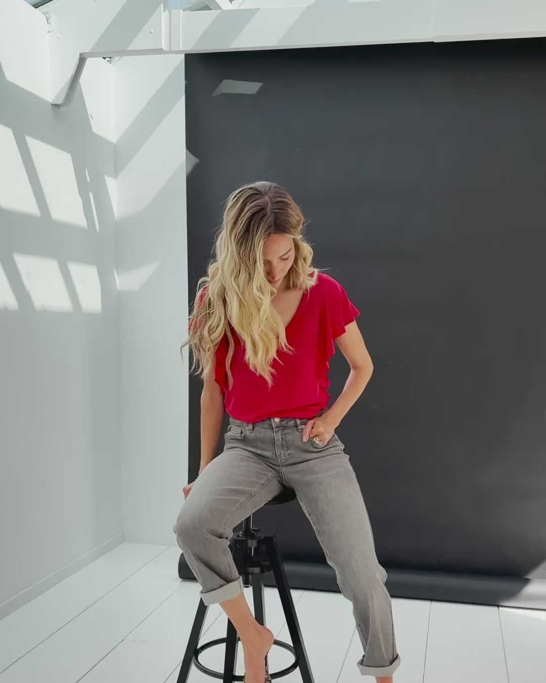 Twoway top LA FIORA Rood