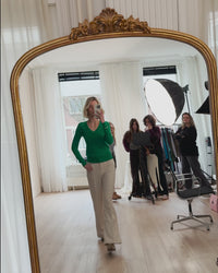 V-neck cable knit sweater LA JULYA Green