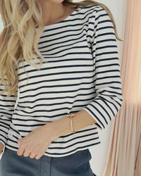 Bretons streepshirt L' AMAIA Ivoor-Jeansblauw