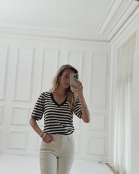 Striped shirt LA CECIL Sand-Black
