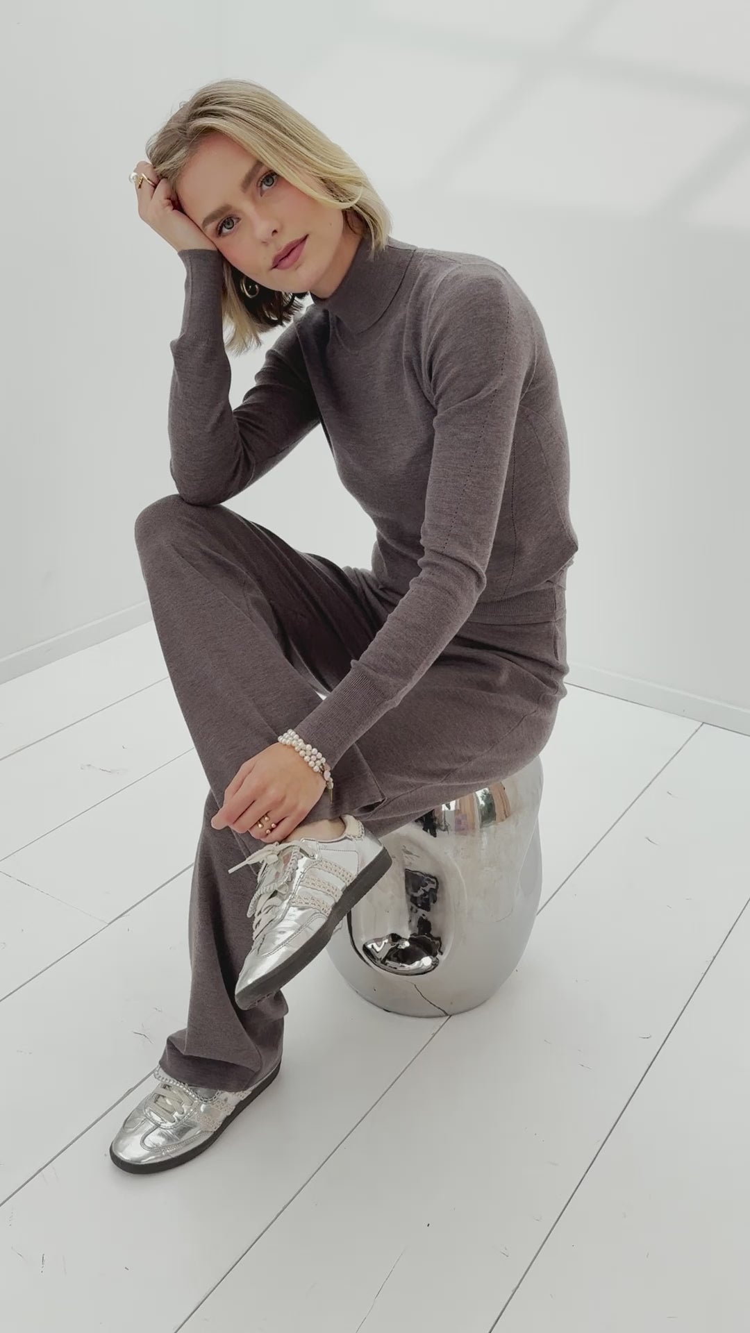 Rollkragenpullover aus Merinowolle LA FORTE Sand-Taupe