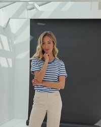 Gestreiftes T-Shirt L' AMBRE Blau-Elfenbein
