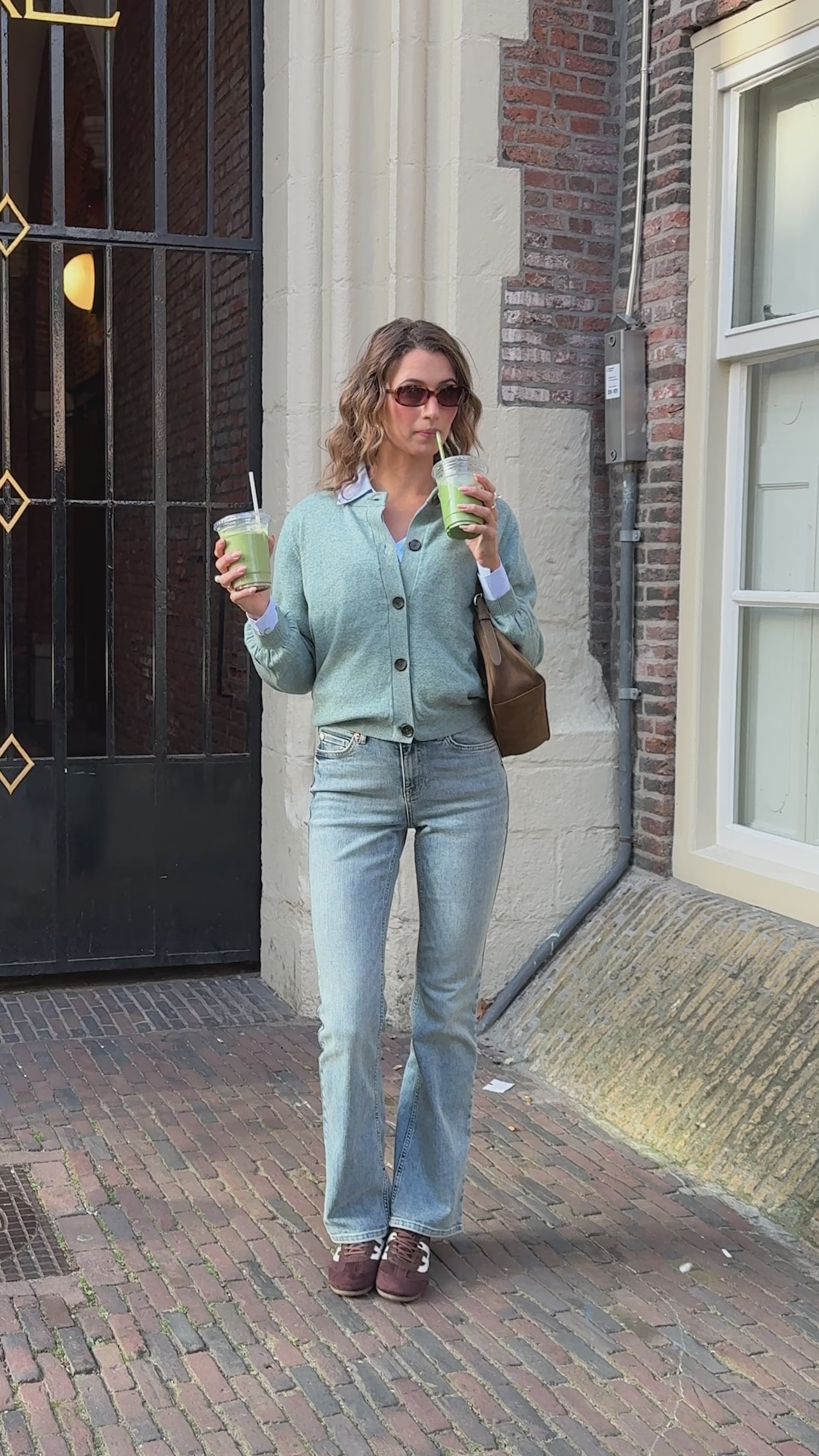 Cardigan LA LEA Misty blue-green
