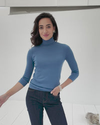Rollkragenpullover LE FABIAN Stahlblau