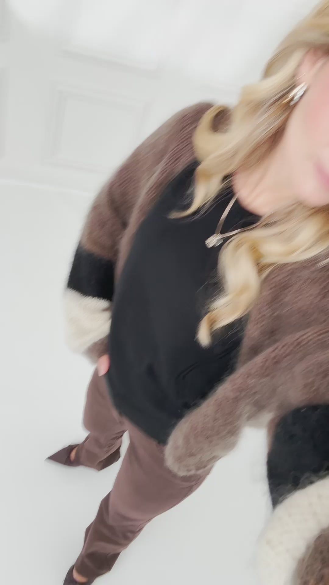 Fluffy cardigan LA BONBON Brown