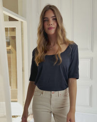 Linen T-shirt LA DOMI Dark blue