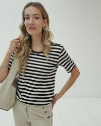 Striped T-shirt AMELIE White-darkblue