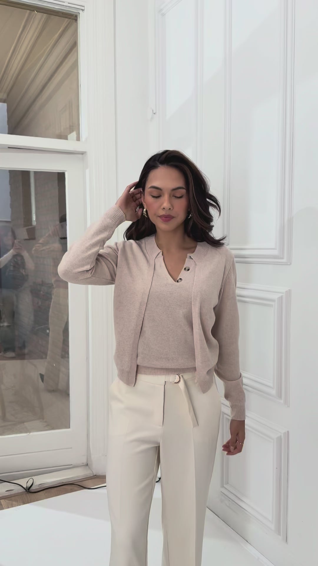 Merinopullover mit Strickjackeneffekt LA DOUBLE Blush
