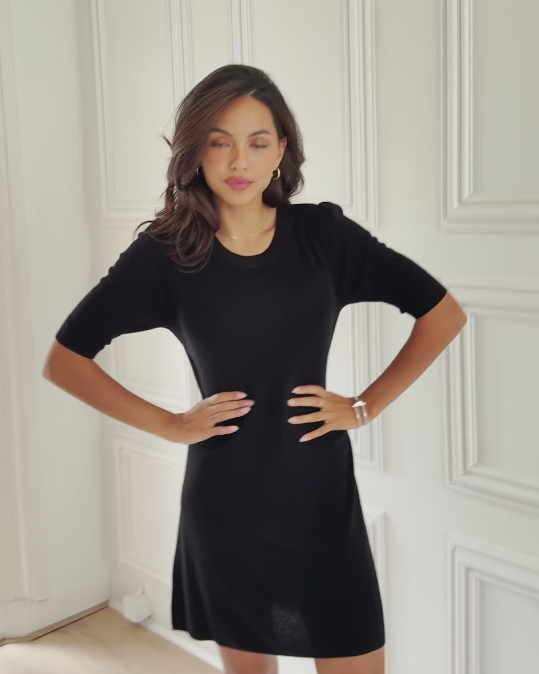 Kleid aus Merinowolle LA TWIGGY Schwarz