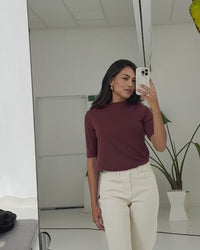 Rippen-Rollkragenpullover LA MIXY Cocoa