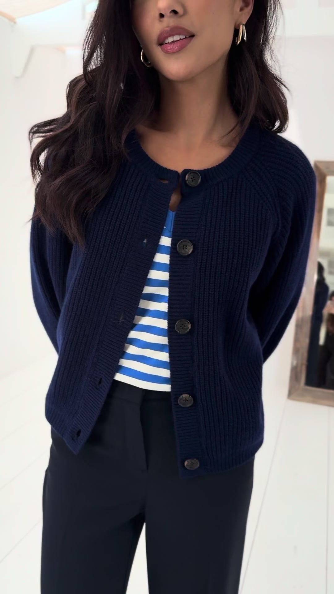 Merino wool cardigan LA LYON Navy