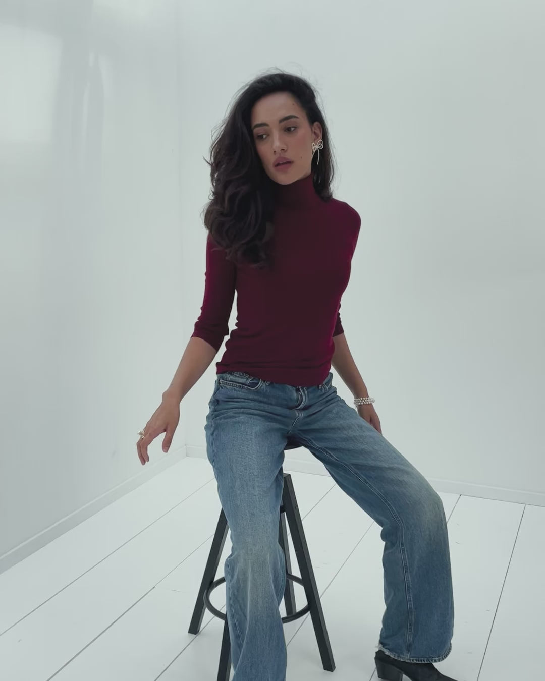 Rollkragenpullover LE FABIAN Dunkelrot