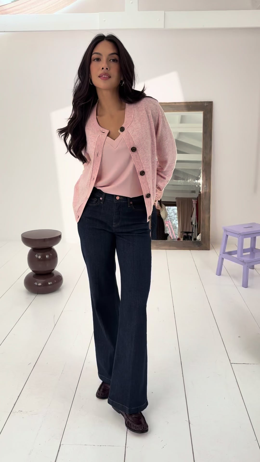 Cardigan round neck LA LEA Pink