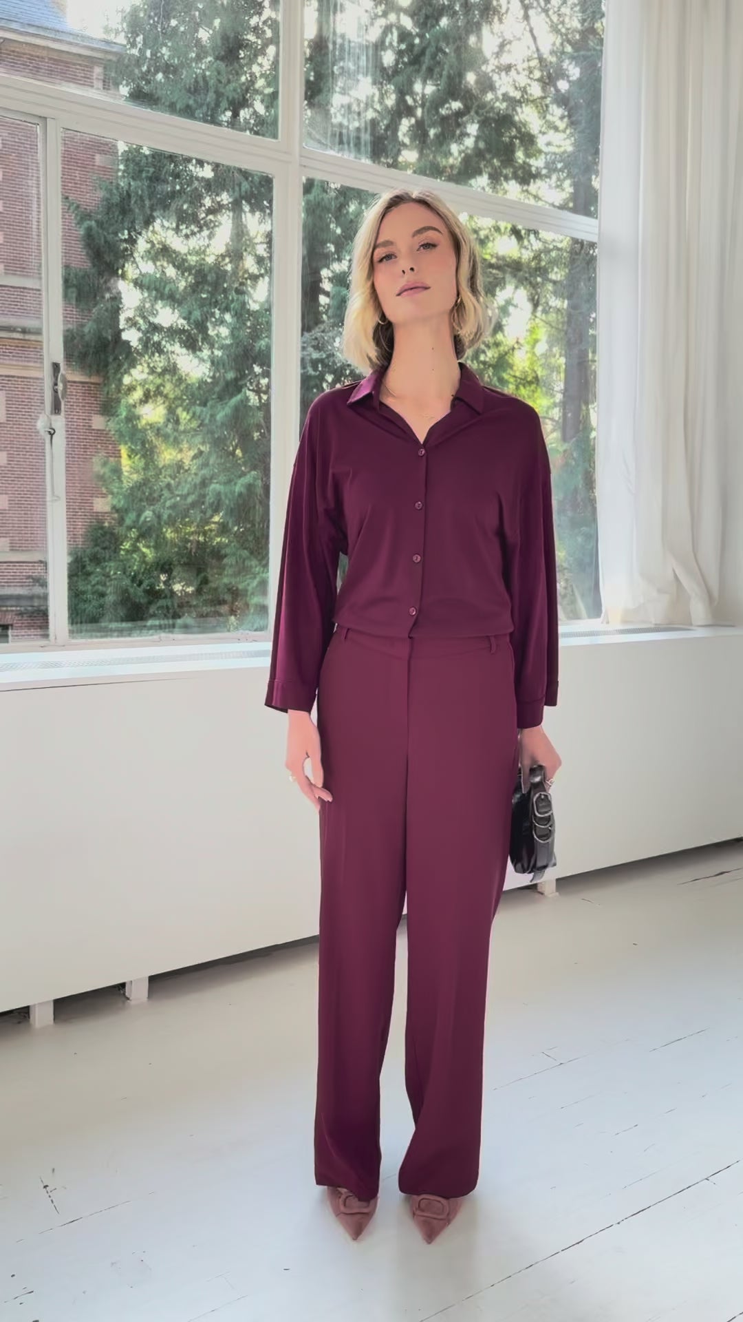 Soepele pantalon LA JOELLE Wijn