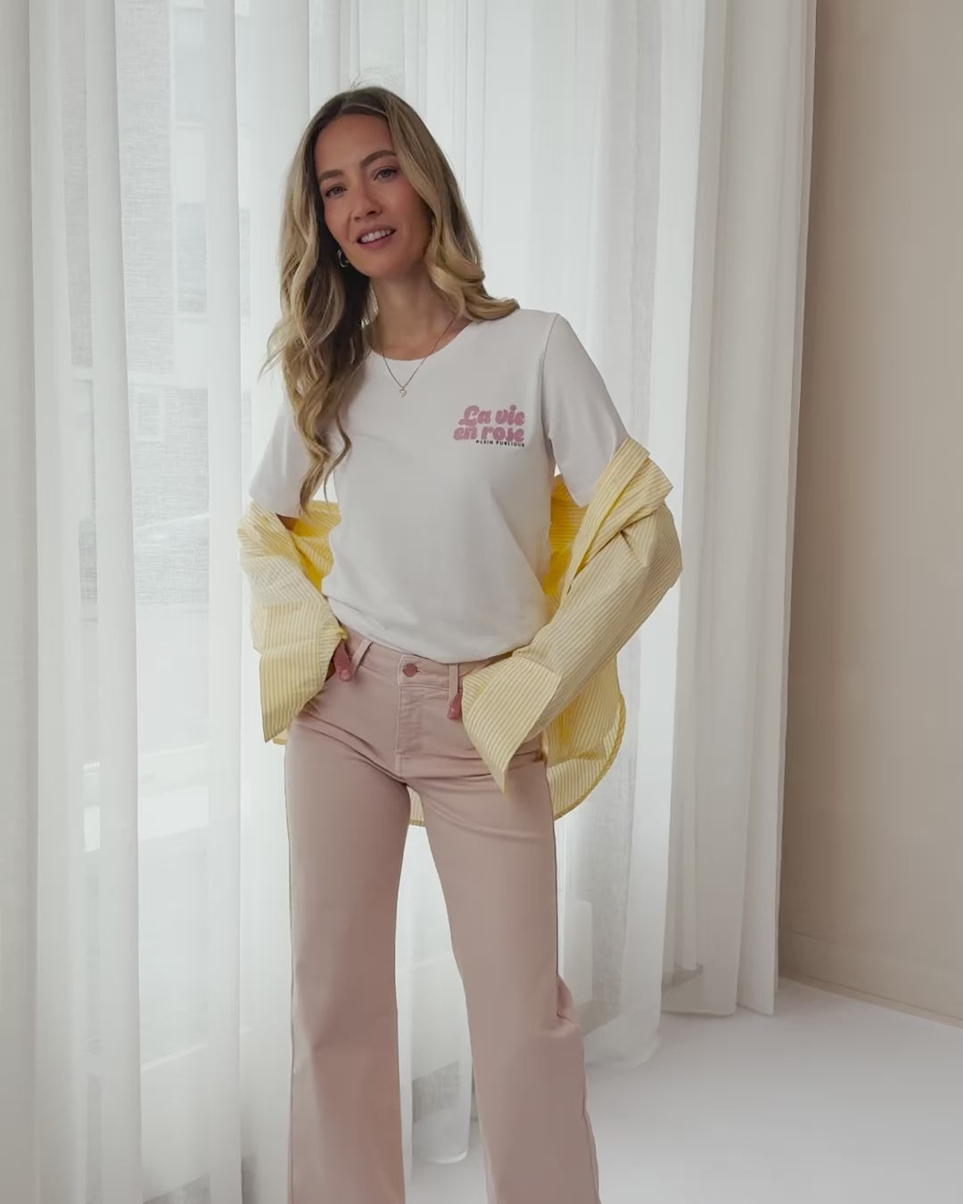 Blouse LA PASCALLE Geel gestreept