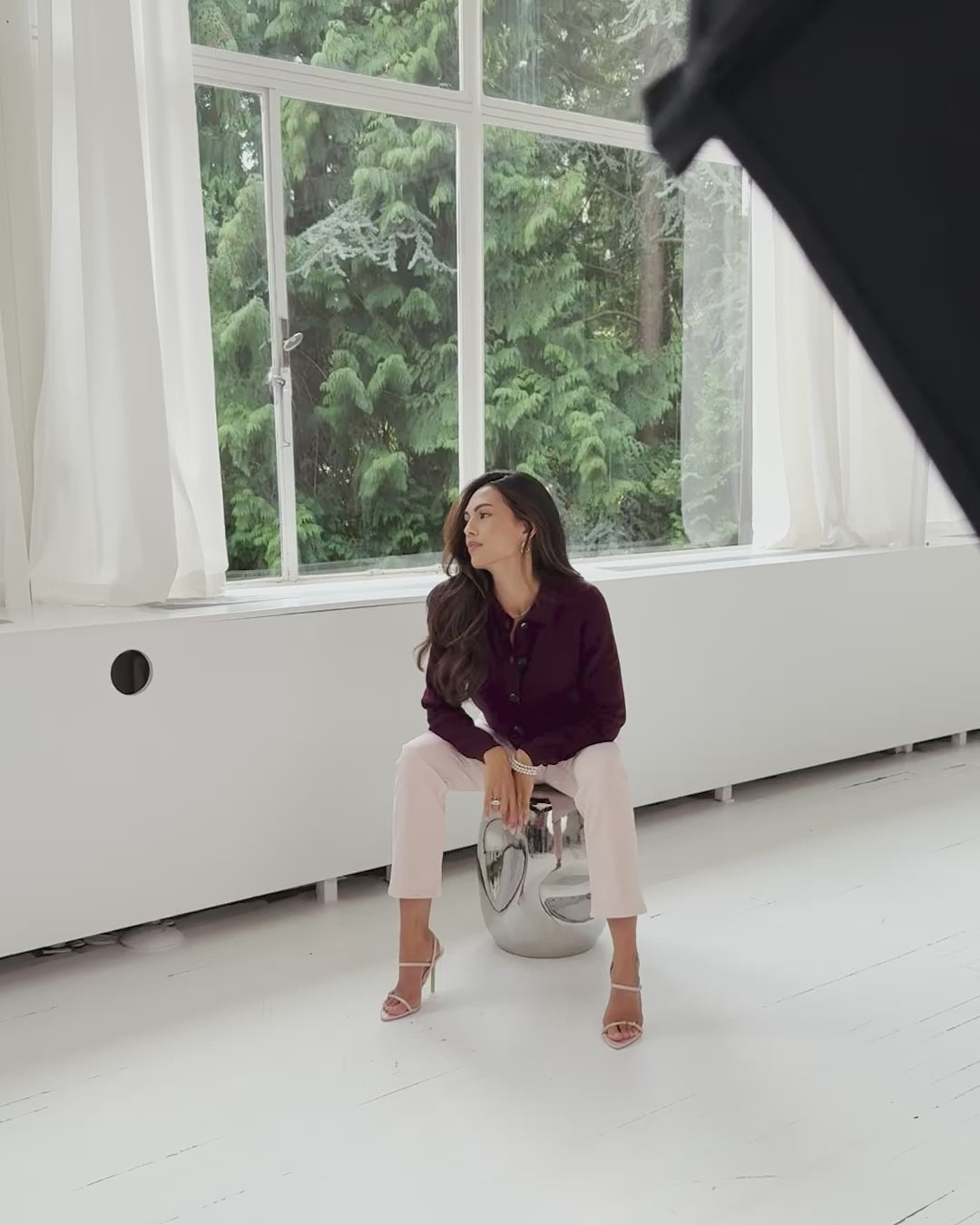 Polo collar cardigan LES VINGT Bordeaux