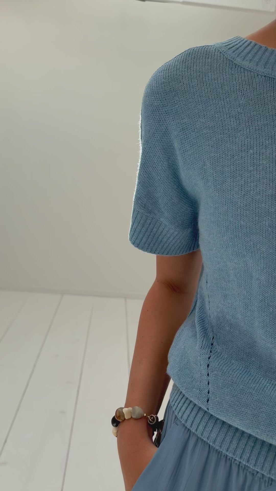 Summer sweater with linen LE SOLEIL Light blue