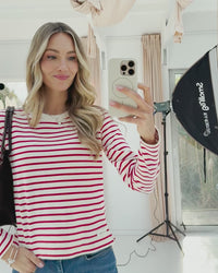 Breton striped shirt LA BRETONNE Ivory-red