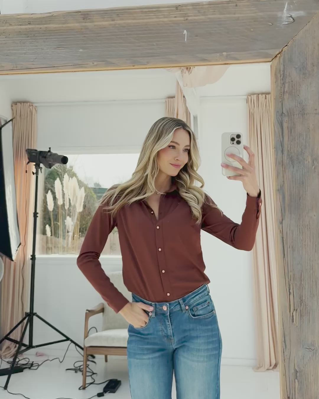 Travel jersey blouse LA CHERISE Brown