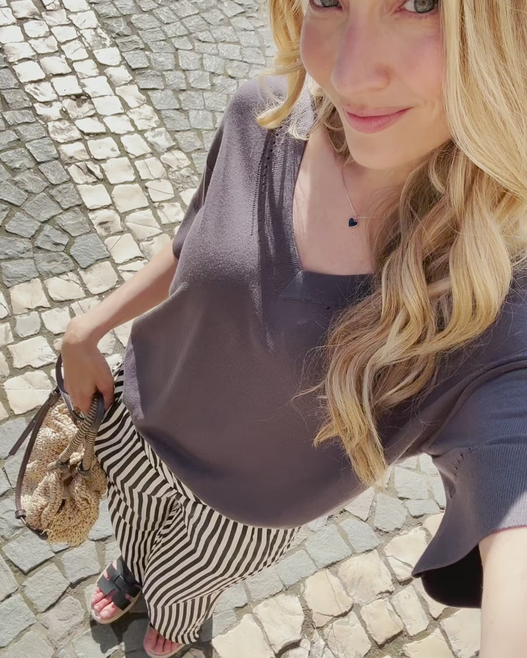 Top met zijde LE MARDY Charcoal