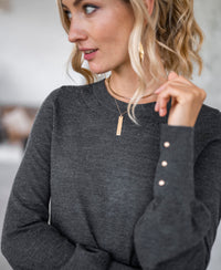 Pullover aus Merinowolle LA MARIS Anthrazit - Gold