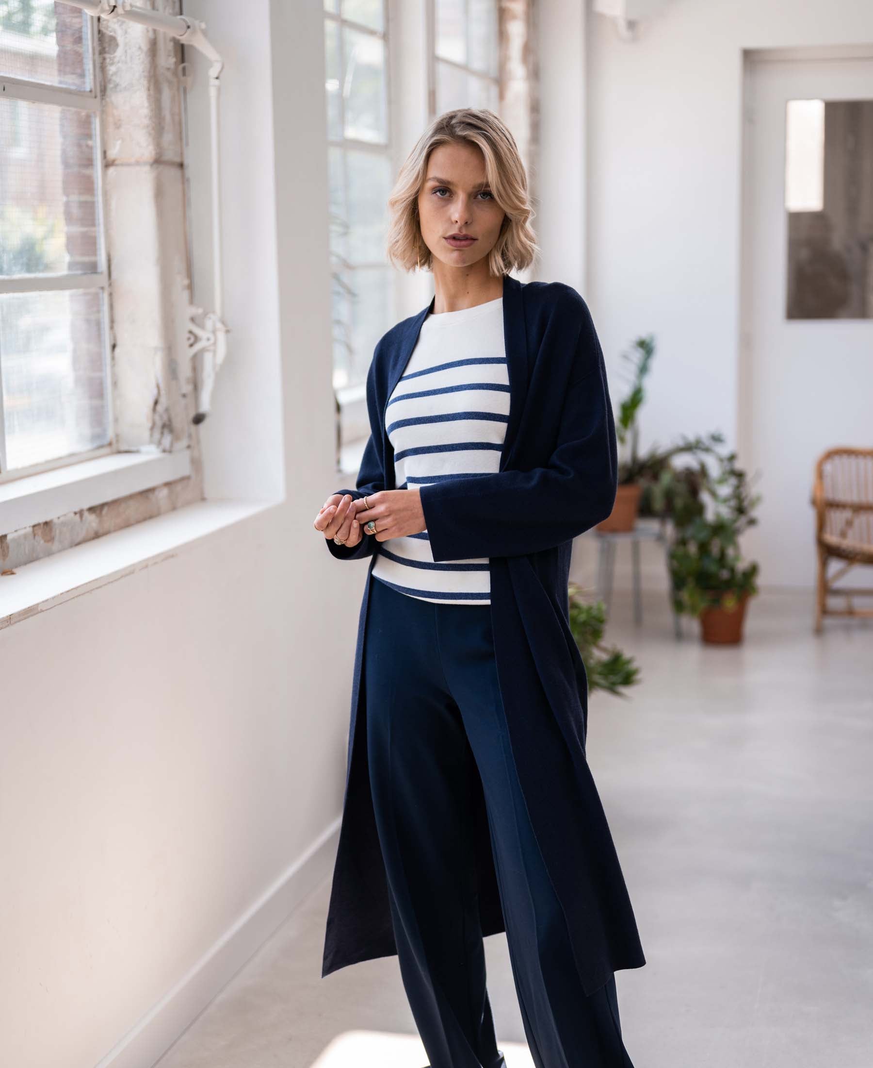 Bretonse trui L'ELISA Ivoor- Denimblauw