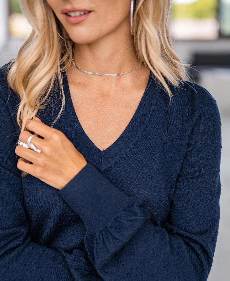 Merino V-neck sweater LA VICTORIA Dark blue