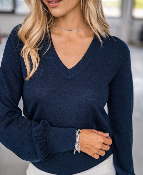 Merino V-neck sweater LA VICTORIA Dark blue