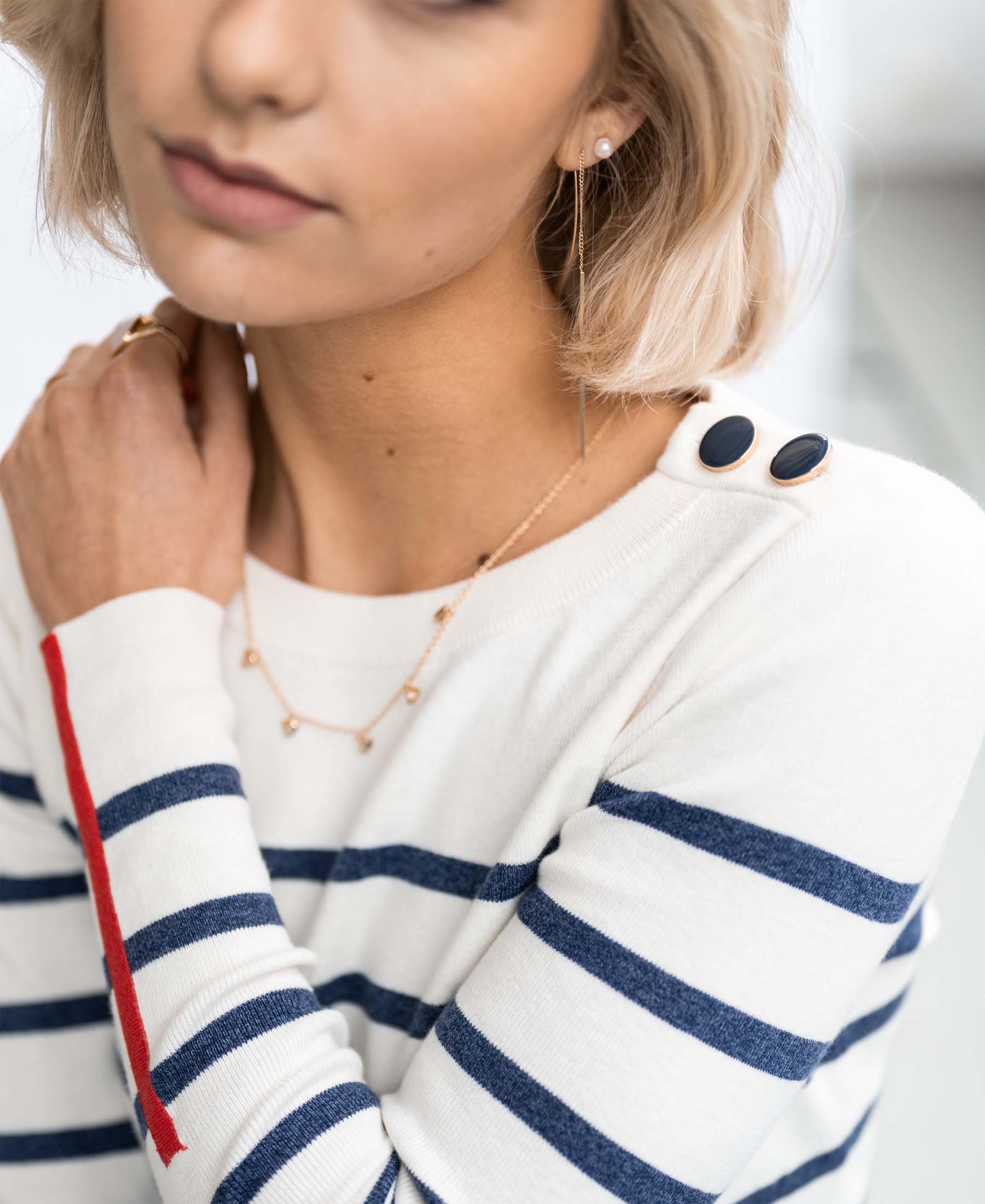 Breton sweater L’ELISA Ivory - denim blue