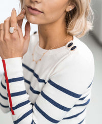 Bretonischer Pullover L'ELISA Ivory- Denim blau