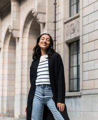 Bretonischer Pullover L'ELISA Ivory- Denim blau