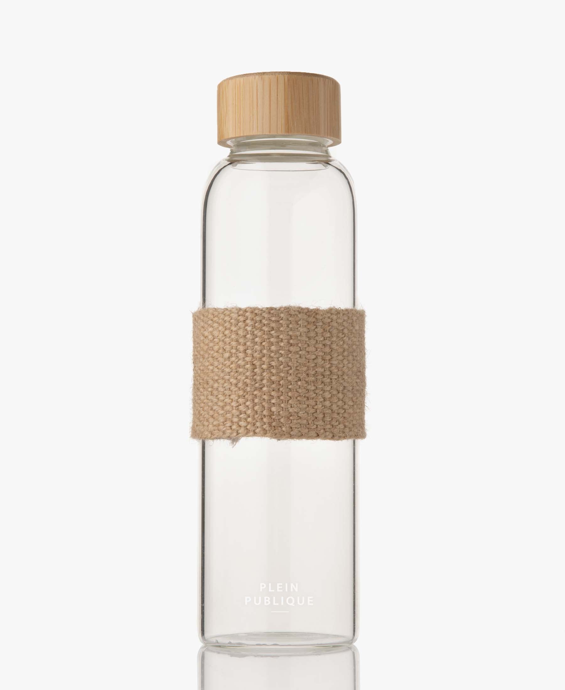 Glaswasserflasche mit Bambuskappe