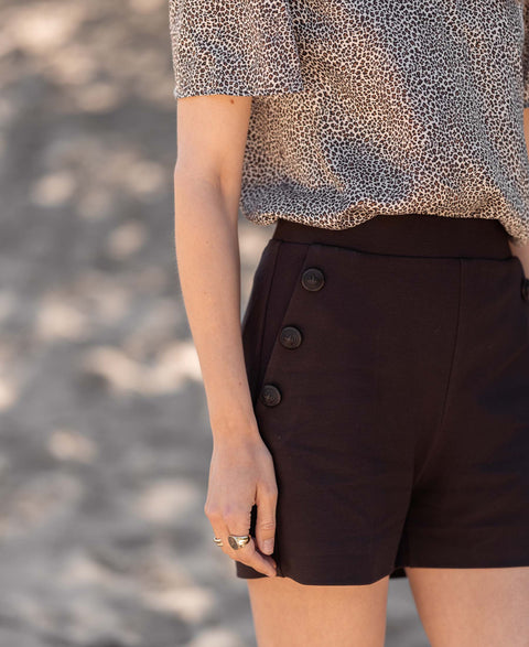 Short met knopen LA PHILLY Chocoladebruin - zwart