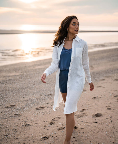 Maak los Overgang Beg Witte linnen blousejurk LA LINDE | PLEIN PUBLIQUE