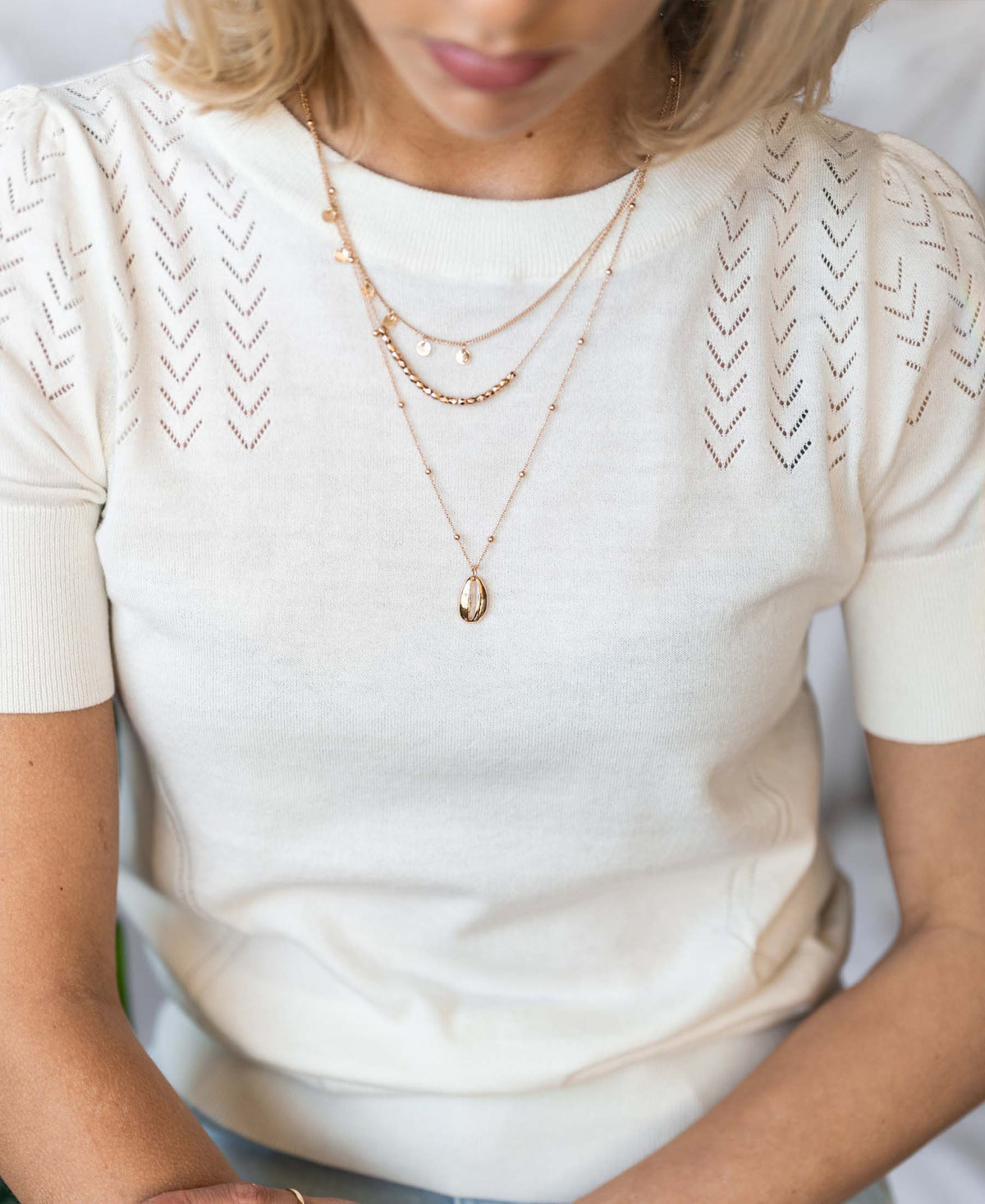 Pullover LA FEMME Elfenbeinweiß
