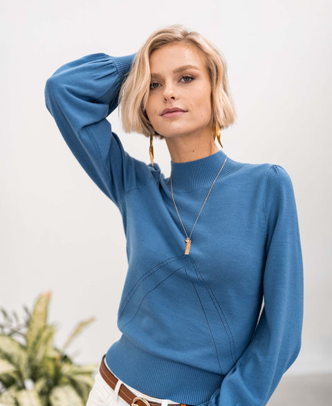 Turtleneck sweater LA SALLE Steel blue