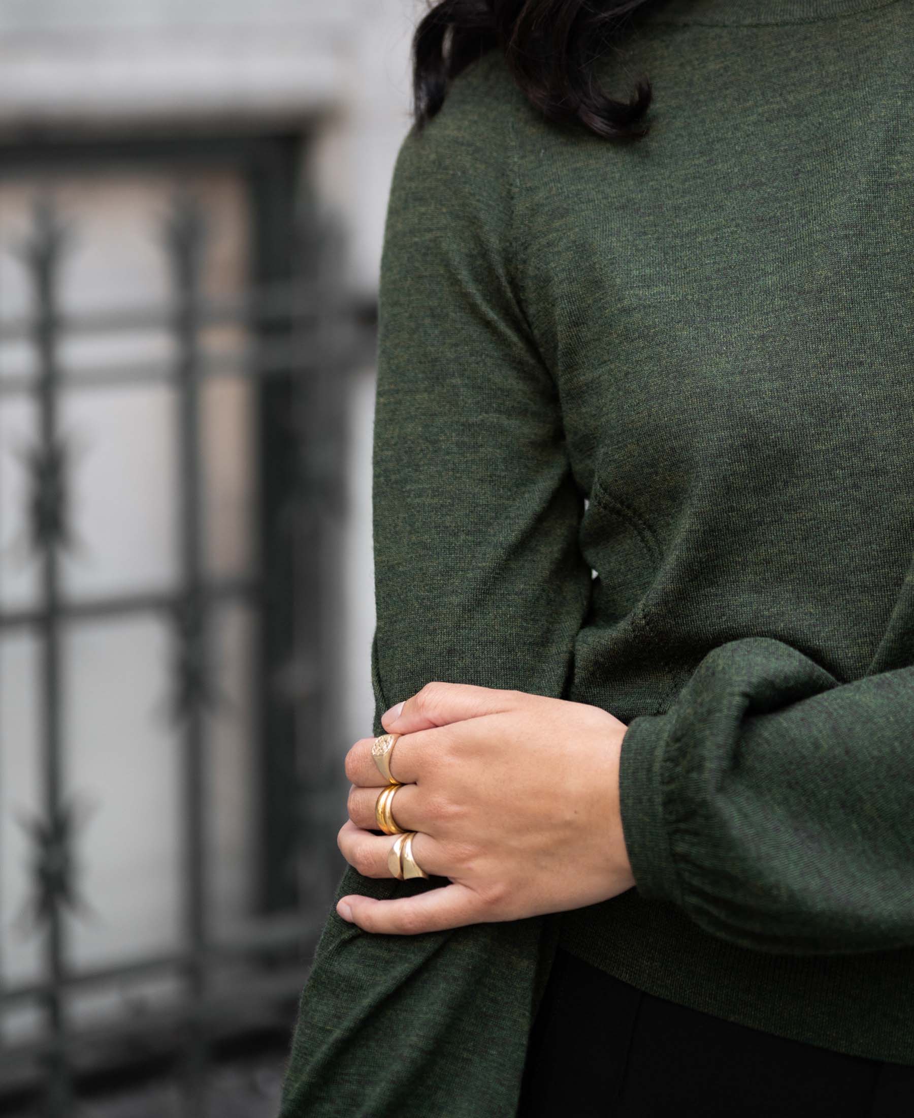 Merino trui LA COEUR in Bottlegreen