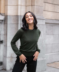 Merino sweater LA COEUR in Bottle green