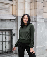 Merino sweater LA COEUR in Bottle green