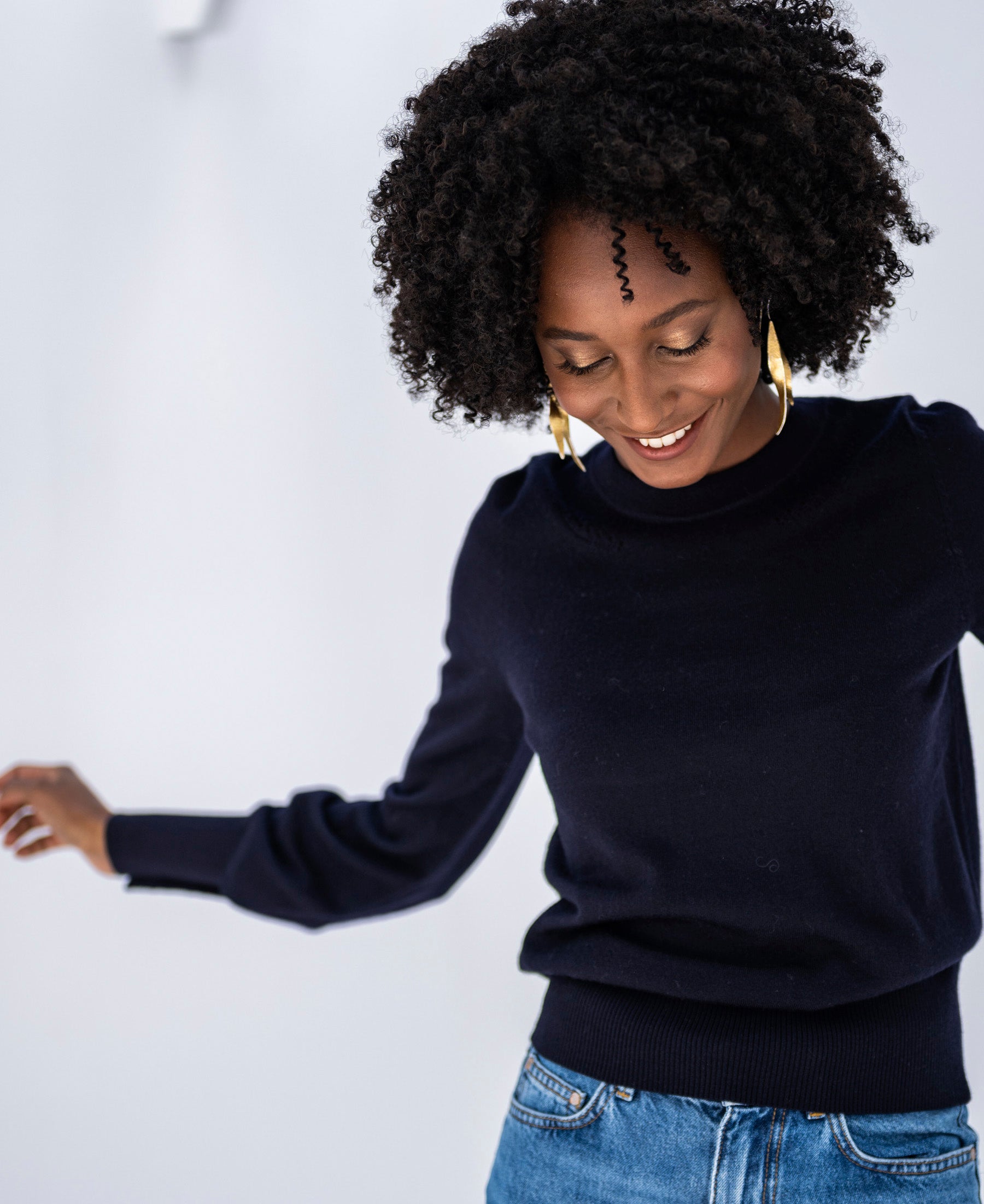 Pullover aus Merinowolle LA MARIS Dunkelblau-Gold