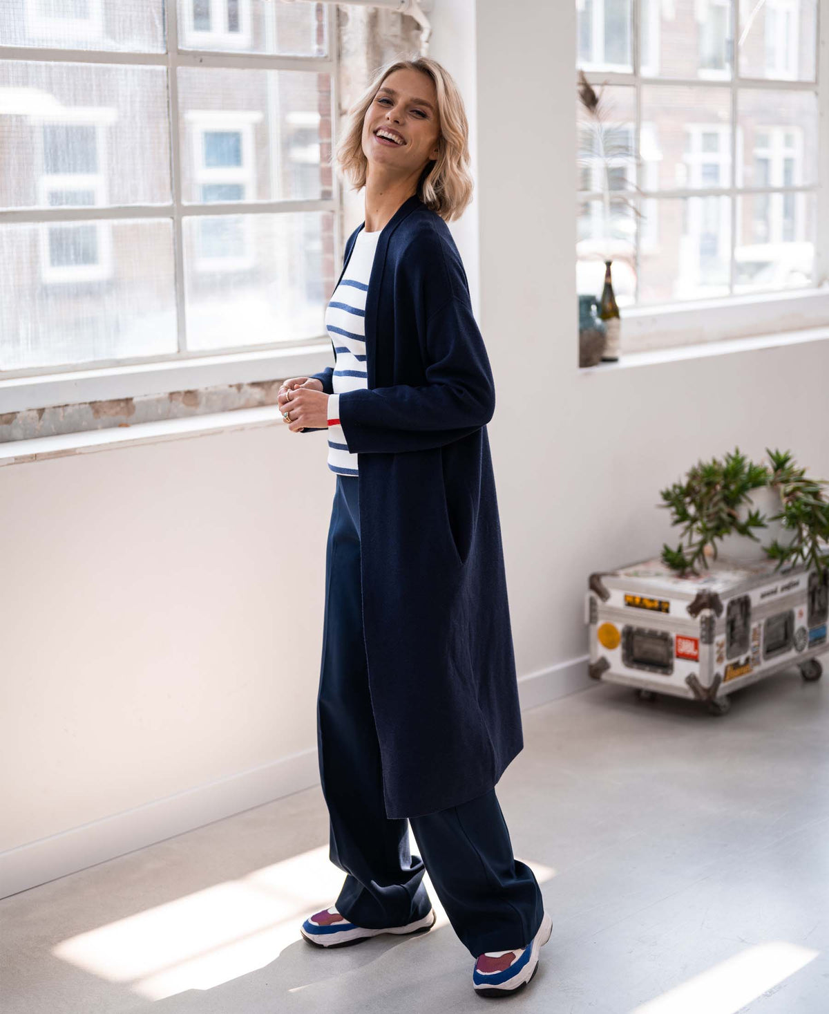 Bretonischer Pullover L'ELISA Ivory- Denim blau
