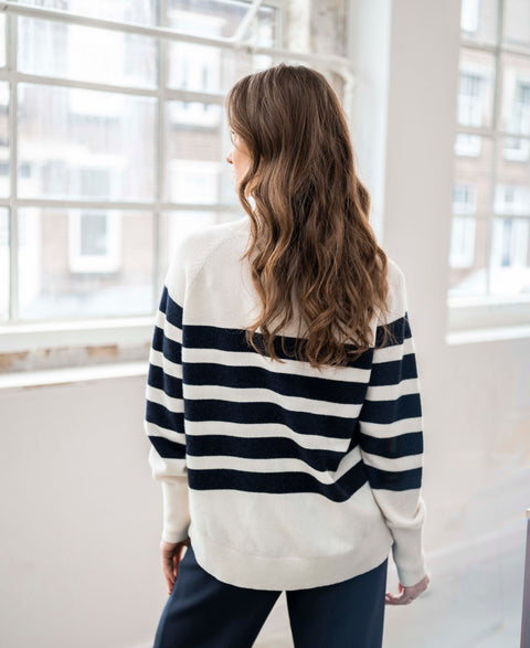 Striped sweater LA PUCK Ivory - Darkblue
