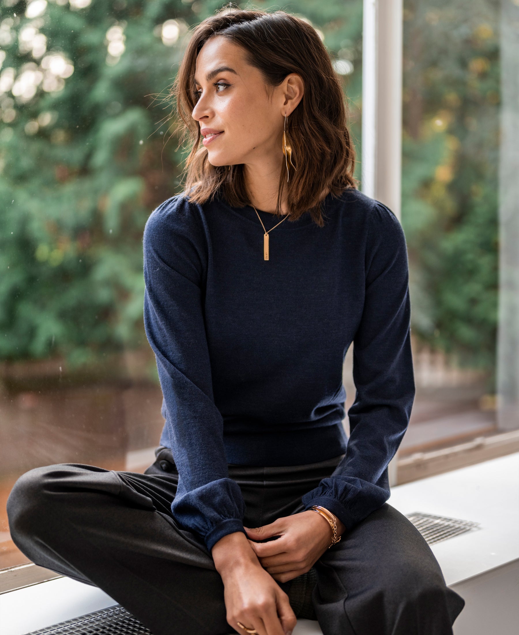 Merino sweater LA COEUR Dark Blue