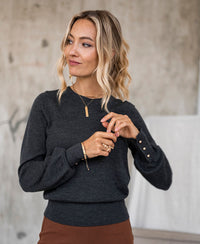 Pullover aus Merinowolle LA MARIS Anthrazit - Gold