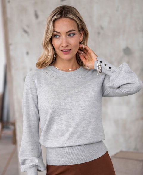 Merino sweater LA MARIS Silvergrey